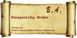 Benyovszky Andos névjegykártya
